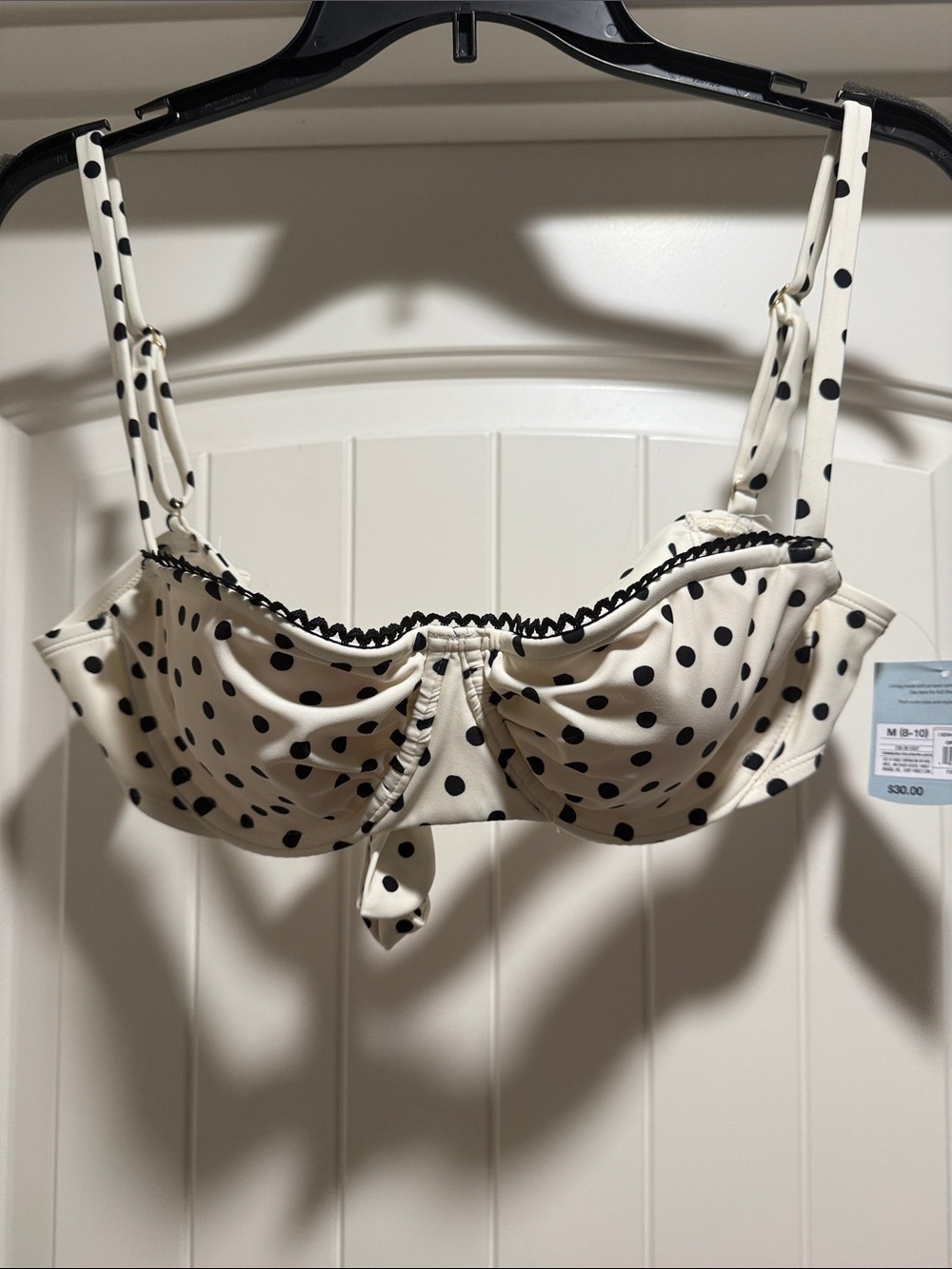 Shade & Shore Cream and Black Polka Dot Underwire Bikini Top
